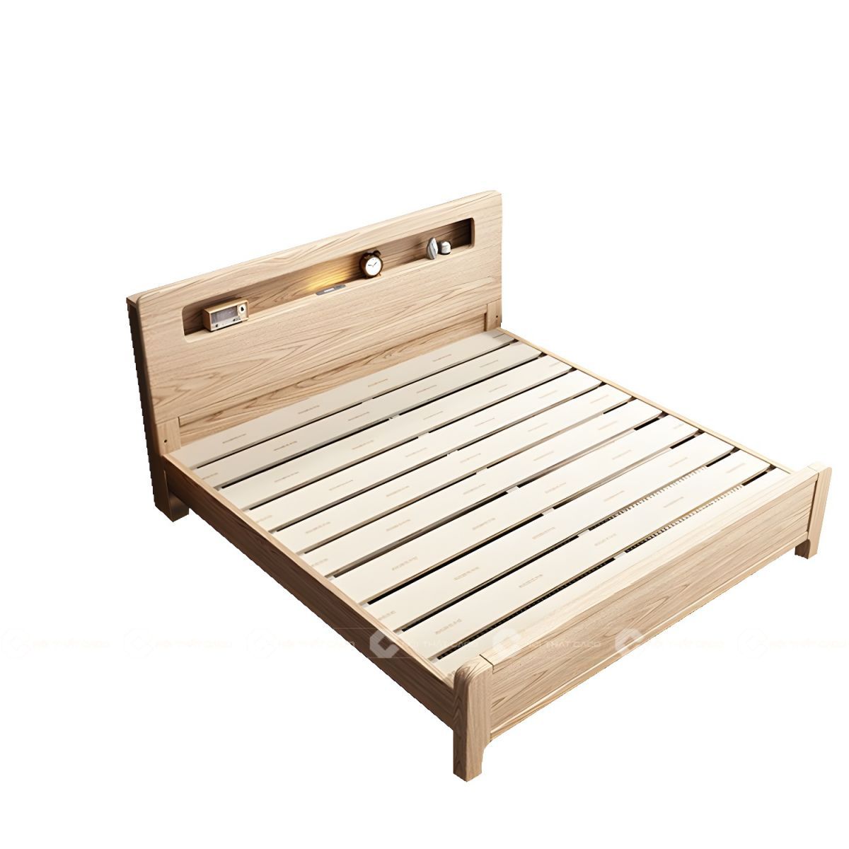 Giường ngủ gỗ tự nhiên có thiết kế thoáng khí, hiện đại